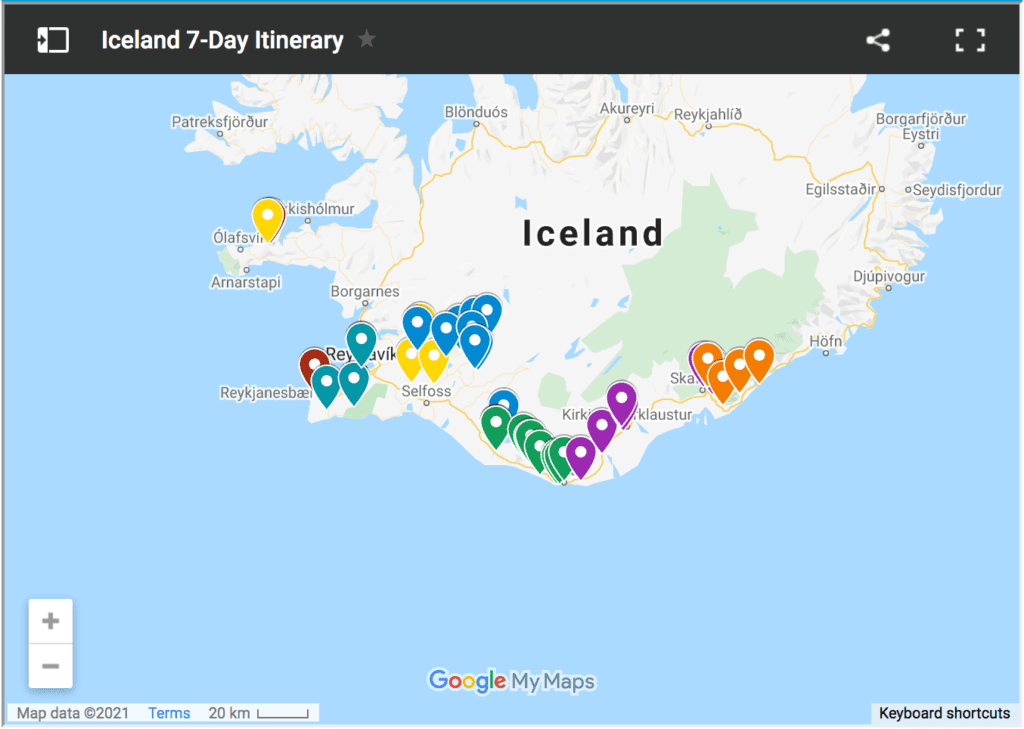 7天冰岛行程图