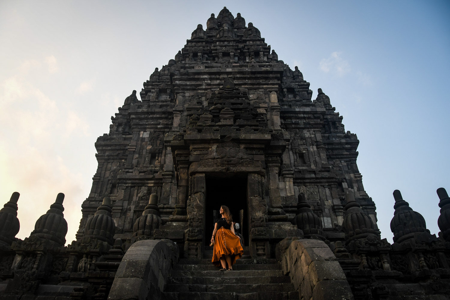 Prambanan寺庙日惹日落