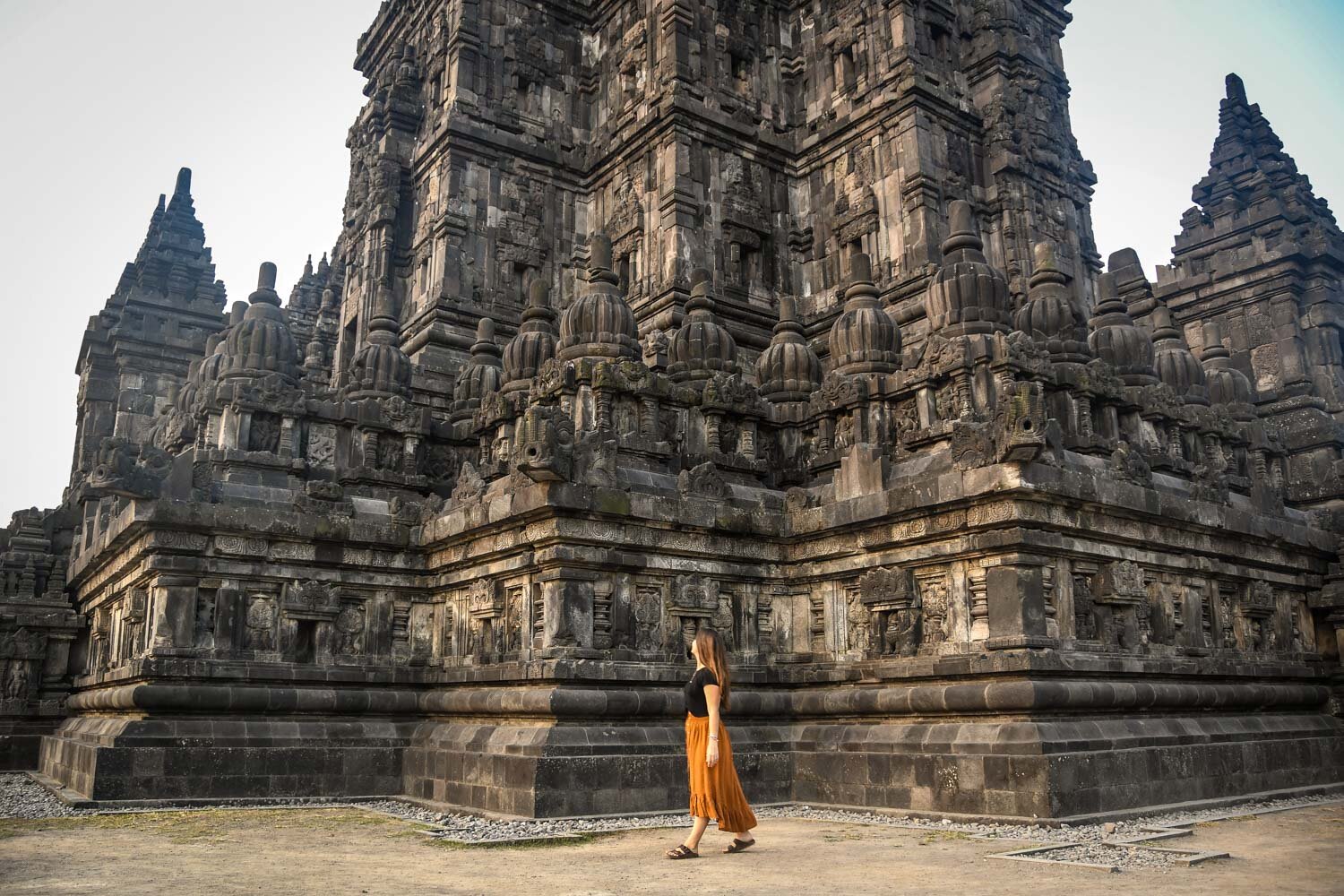 Prambanan寺庙日惹日落