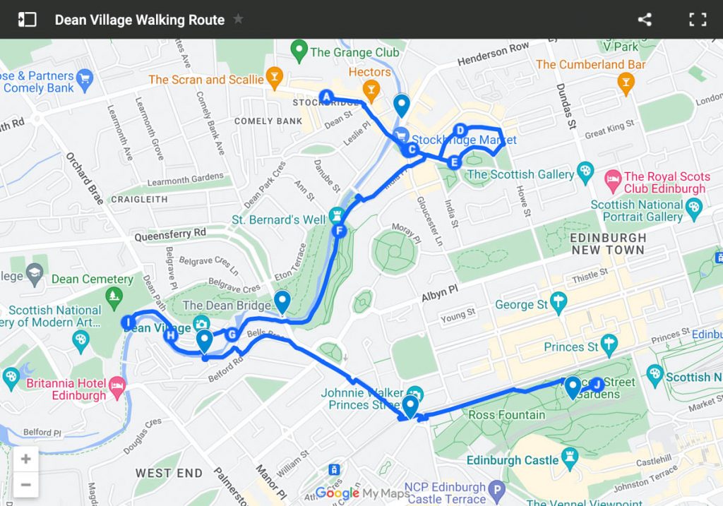 迪安村爱丁堡步行路线图