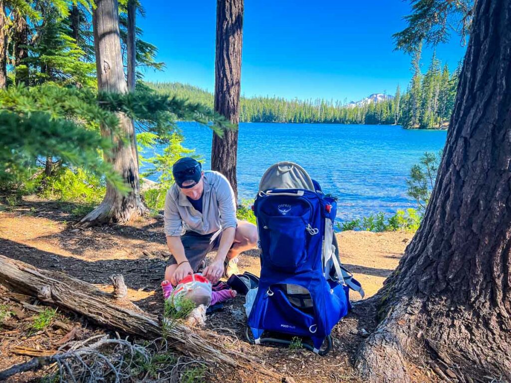 Diaper change while hiking Osprey Poco Plus